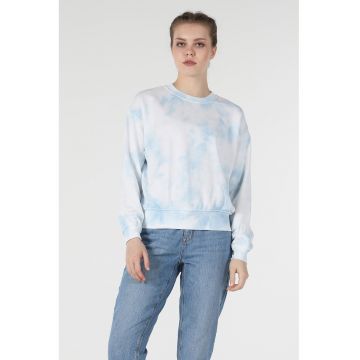 Bluza sport cu maneci cazute si imprimeu tie-dye