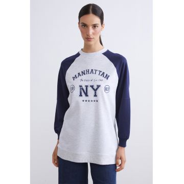 Bluza supradimensionata de trening cu model colorblock