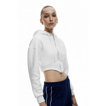 Hanorac crop cu fermoar