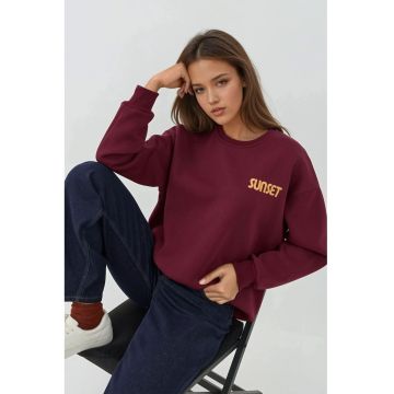 Hanorac dama -  brodat - rosu inchis - textil