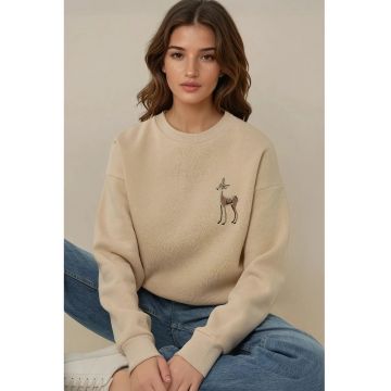 Hanorac dama  Comfort - model animal - bej - bumbac