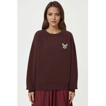 Hanorac dama  model animal - maro cognac