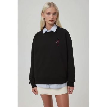 Hanorac dama  model animal - negru - bumbac