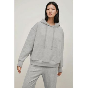Hanorac dama  supradimensionat - gluga - gri - tricot