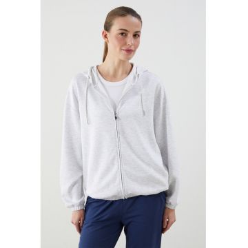 Hanorac regular-fit cu maneci cazute si fermoar