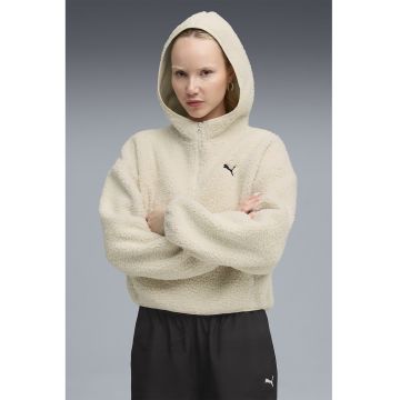 Hanorac supradimensionat din fleece cu fenta cu fermoar