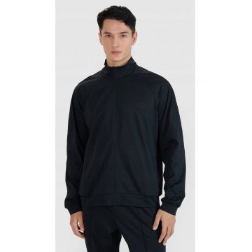Bluza Barbati  Negru Intense cu Fermoar si Maneca Raglan - Material Sintetic - Ventilatie Uscare Rapida - Marimi S-XXL
