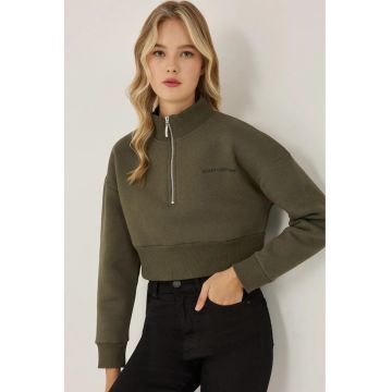 Bluza de trening crop cu fernoar