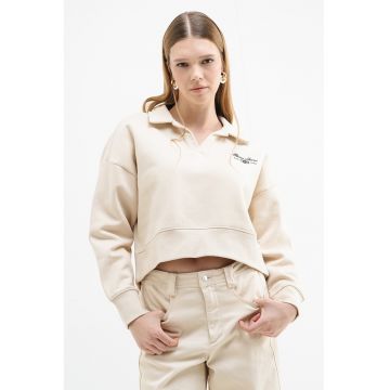 Bluza de trening crop cu guler polo