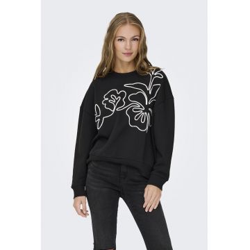 Bluza de trening cu broderie florala Bluza de trening cu broderie florala