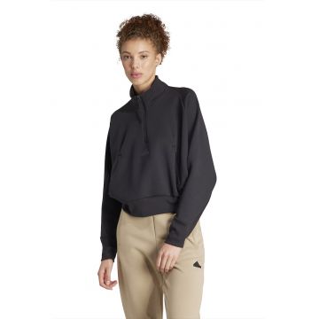 Bluza de trening cu buzunar kangaroo si fermoar scurt