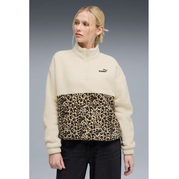 Bluza de trening cu fenta cu fermoar si model animal print Essentials