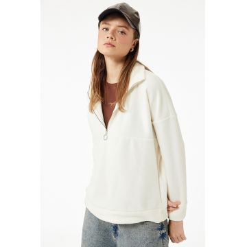 Bluza de trening cu fermoar si maneci cazute