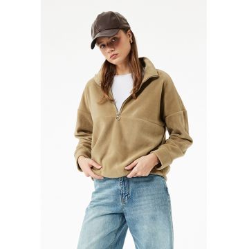 Bluza de trening cu fermoar si maneci cazute