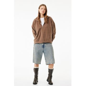 Bluza de trening cu fermoar si maneci cazute