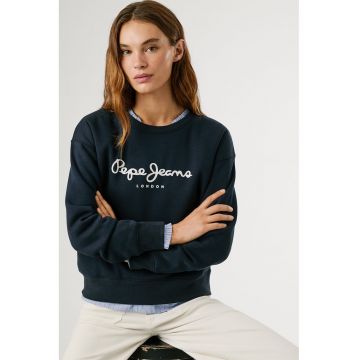 Bluza de trening cu imprimeu logo si decolteu la baza gatului