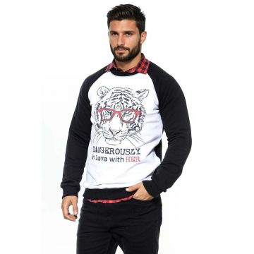 Bluza de trening cu imprimeu text si grafic Bluza de trening cu imprimeu text si grafic