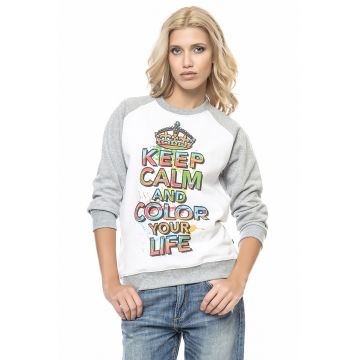 Bluza de trening cu text si decolteu la baza gatului