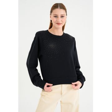 Bluza de trening de bumbac cu decolteu la baza gatului