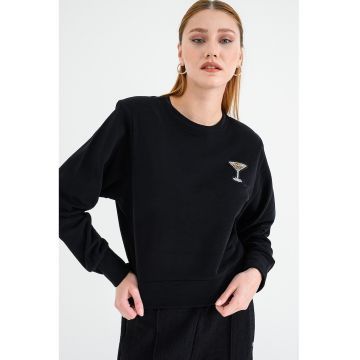 Bluza de trening de bumbac cu decolteu la baza gatului