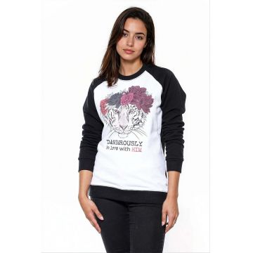 Bluza de trening de bumbac cu imprimeu grafic si text