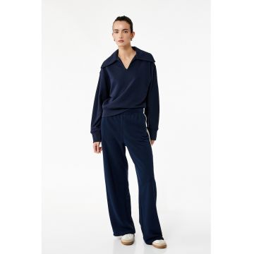 Bluza de trening din amestec de bumbac cu decolteu in V