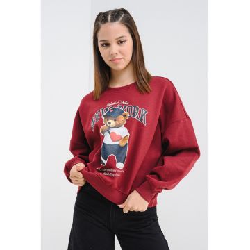 Bluza de trening din amestec de bumbac cu imprimeu cu ursulet