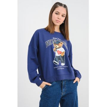 Bluza de trening din amestec de bumbac cu imprimeu cu ursulet