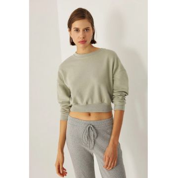 Hanorac dama  crop verde bumbac
