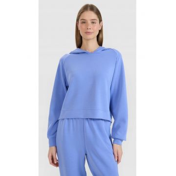 Hanorac dama  deschis in fata - modal - albastru - fara gluga - maneci raglan