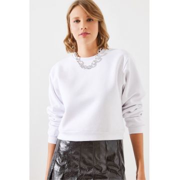 Hanorac dama  supradimensionat - textil - alb