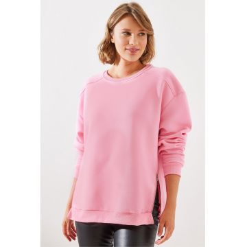 Hanorac dama -  textil - decolteu rotund - roz