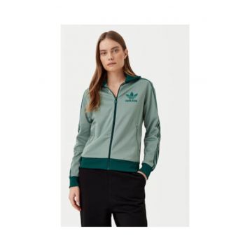 Hanorac slim fit cu logo si buzunare din bumbac