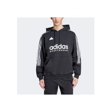 Hanorac sport barbati Adidas House of Tiro - gluga ajustabila - bumbac - negru - materiale reciclate