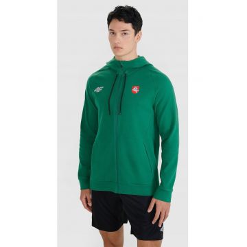 Hanorac  x LLAF pentru barbati - verde - bumbac - gluga integrata - fermoar complet -