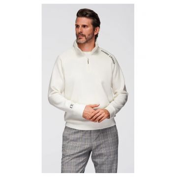 Bluza cu guler inalt cu fermoar si imprimeu contrastant  OM-SSZP-0211