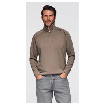 Bluza cu guler inalt cu fermoar si imprimeu contrastant  OM-SSZP-0211