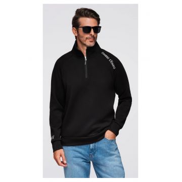 Bluza cu guler inalt cu fermoar si imprimeu contrastant  OM-SSZP-0211