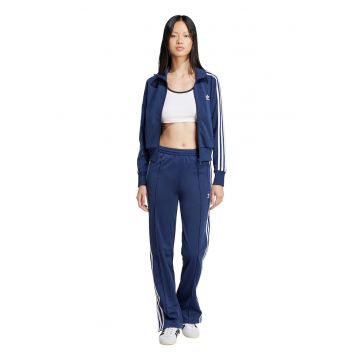 Bluza de trening crop cu fermoar si dungi Firebird