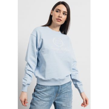 Bluza de trening cu decolteu la baza gatului si logo brodat