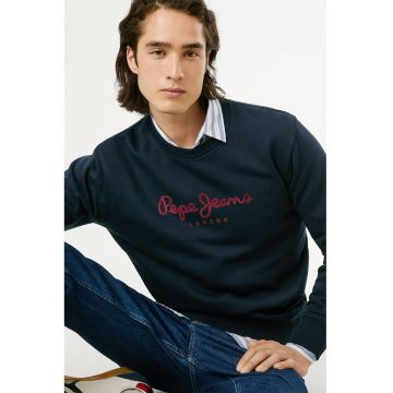 Bluza de trening cu decolteu la baza gatului si logo