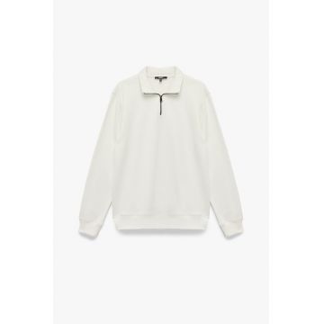 Bluza de trening cu fenta cu fermoar si model uni