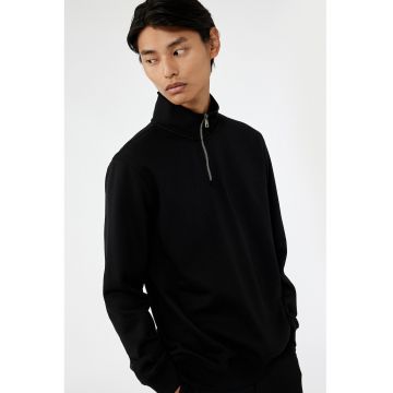 Bluza de trening cu fenta cu fermoar si model uni