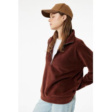 Bluza de trening cu fermoar si maneci cazute
