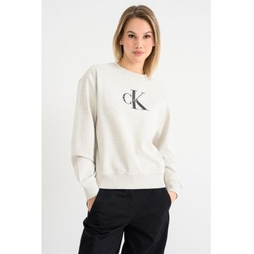 Bluza de trening cu maneci cazute si imprimeu logo