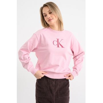 Bluza de trening cu maneci cazute si imprimeu logo