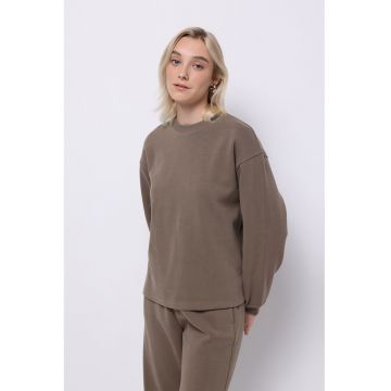 Bluza de trening cu model uni si maneci cazute Bluza de trening cu model uni si maneci cazute