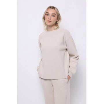 Bluza de trening cu model uni si maneci cazute