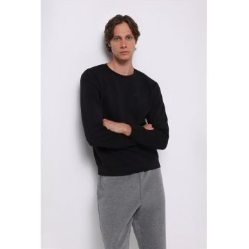 Bluza de trening din amestec de bumbac cu decolteu la baza gatului Bluza de trening din amestec de bumbac cu decolteu la baza gatului