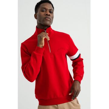 Bluza de trening din amestec de bumbac organic cu fenta cu fermoar